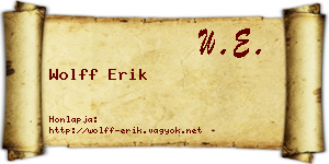 Wolff Erik névjegykártya